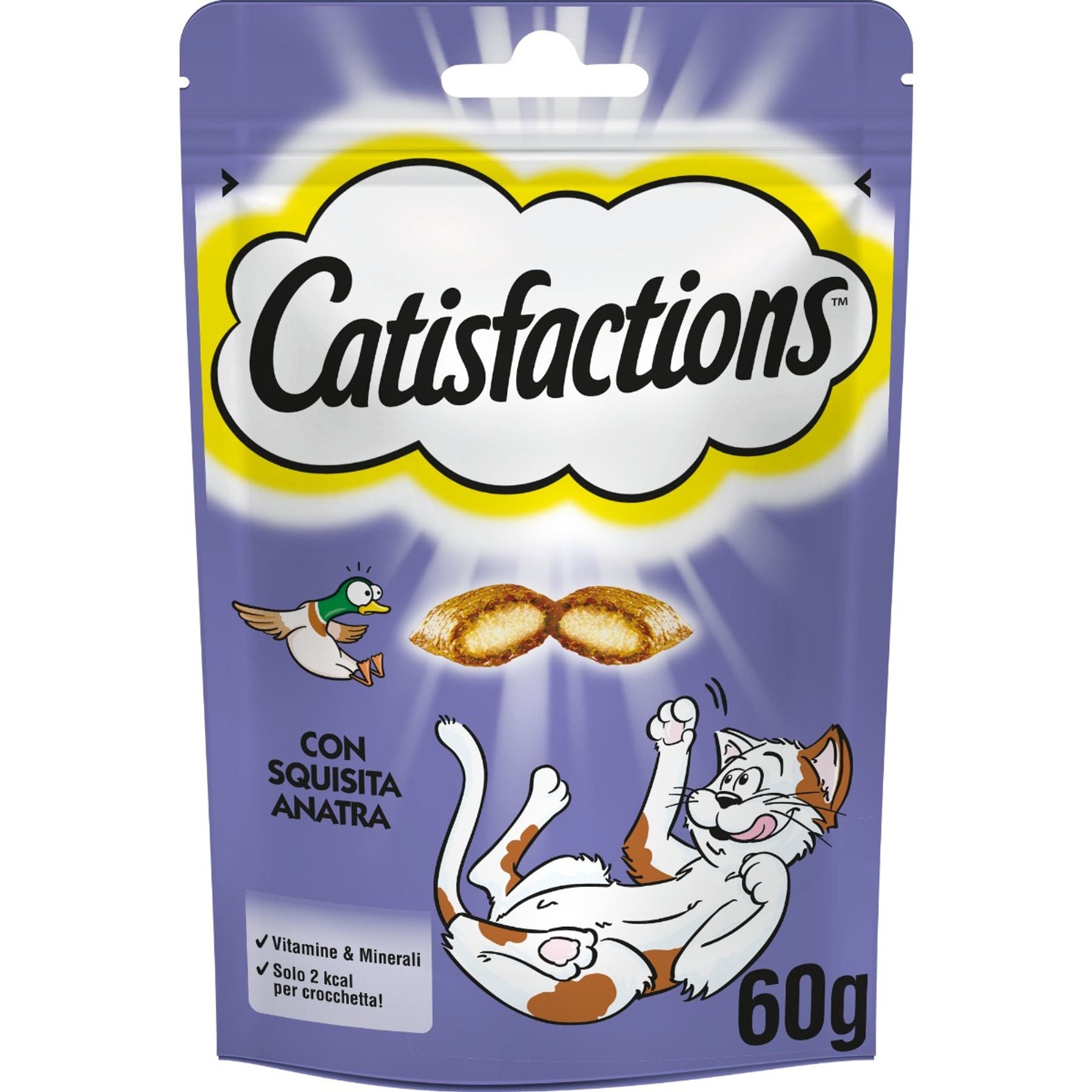 4x Catisfactions con Pollo, Formaggio, Anatra, Tacchino 60gr 4x Catisfactions con Pollo, Formaggio, Anatra, Tacchino 60gr
